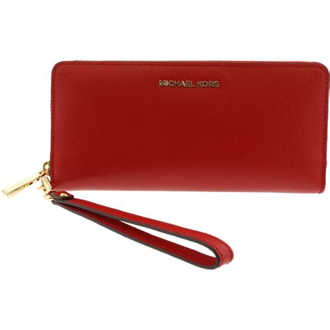 michael kors jet set travel leather continental wristlet bright red|michael kors leather continental.